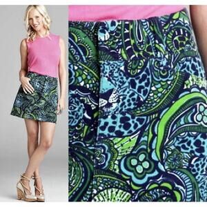 Lilly Pulitzer Tulah Navy Master of the House Tiger Paisley Corduroy Skirt 6